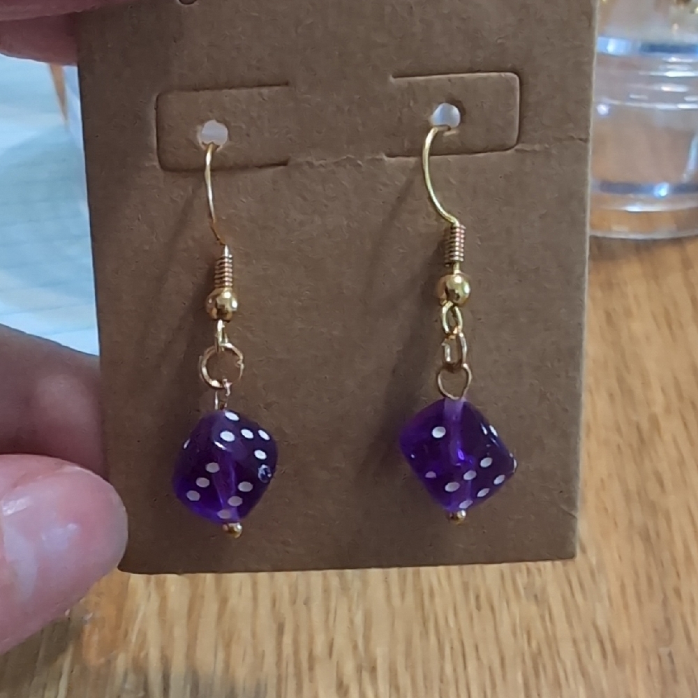 Purple Dice Earrings
